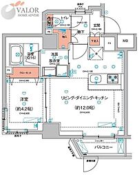 ハーモニーレジデンス東京羽田スカイブリッジ 1LDKの間取図画像