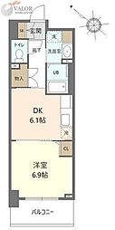 エルズ新横浜プリズムピラー 1DKの間取図画像