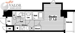 グランドガーラ横濱山下町 1Kの間取図画像