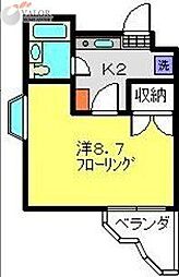 フラワーガーデン 1Kの間取図画像