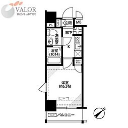 プレール・ドゥーク蒲田 1Kの間取図画像
