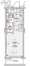 GALARIVERSIDE横濱南 1Kの間取図画像
