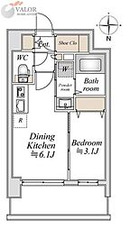 Genovia川崎6スカイガーデン 1DKの間取図画像