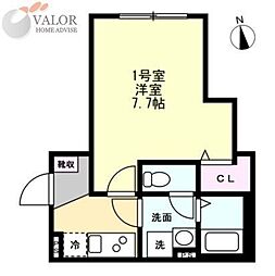 ベイルーム川崎小田栄Fragancia 1Kの間取図画像