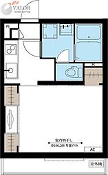 リブリ・カクタス 1Kの間取図画像