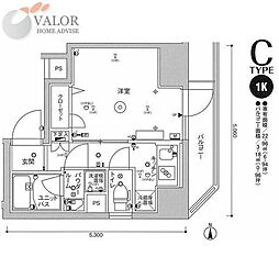 スカイコートパレス蒲田 1Kの間取図画像