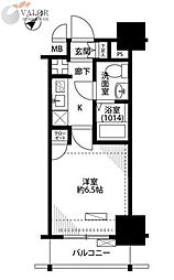 プレール・ドゥーク蒲田 1Kの間取図画像