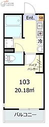 H.Aホライゾン 1Kの間取図画像