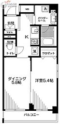日神デュオステージ横浜 1DKの間取図画像
