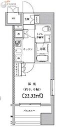 ライジングプレイス川崎 1Kの間取図画像