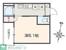 ＭＥＬＤＩＡ矢部 2階1Kの間取り