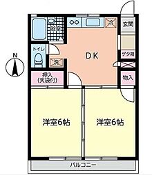 小田急小田原線 町田駅 バス5分 金森四丁目下車 徒歩3分の賃貸アパート 1階2DKの間取り