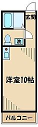 JR横浜線 橋本駅 徒歩15分の賃貸アパート 2階ワンルームの間取り
