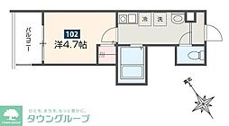 ＭＥＬＤＩＡ相模大野 1階1Kの間取り