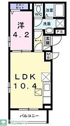 アヴァロン 1階1LDKの間取り