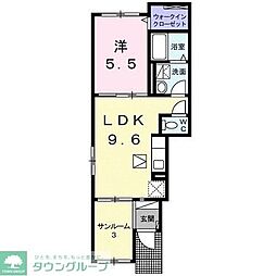 ガーデンフォレスト 1階1LDKの間取り