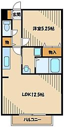 小田急小田原線 相模大野駅 バス10分 御園5丁目下車 徒歩1分の賃貸アパート 1階1LDKの間取り