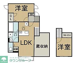 小田急小田原線 町田駅 徒歩13分の賃貸アパート 1階2LDKの間取り