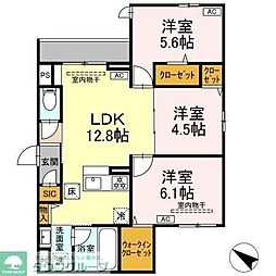 JR横浜線 町田駅 徒歩16分の賃貸アパート 2階3LDKの間取り