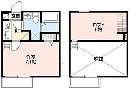 小田急小田原線 小田急相模原駅 徒歩14分の賃貸アパート 2階1Kの間取り