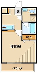 小田急小田原線 玉川学園前駅 徒歩4分の賃貸マンション 2階1Kの間取り