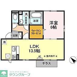 JR横浜線 古淵駅 バス6分 長久保下車 徒歩5分の賃貸アパート 1階1LDKの間取り
