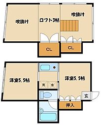 小田急小田原線 相模大野駅 徒歩17分の賃貸アパート 1階2Kの間取り