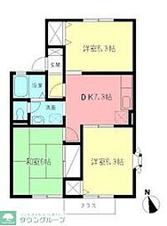 JR相模線 下溝駅 徒歩17分の賃貸アパート 1階3DKの間取り