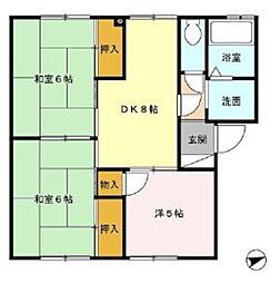 JR横浜線 古淵駅 徒歩20分の賃貸アパート 2階3DKの間取り
