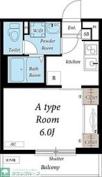 小田急小田原線 相模大野駅 徒歩16分の賃貸マンション 2階1Kの間取り
