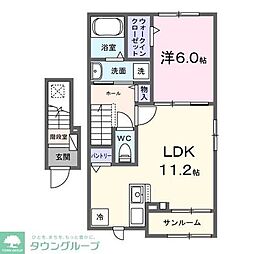 JR横浜線 橋本駅 バス23分 久保沢下車 徒歩3分の賃貸アパート 2階1LDKの間取り