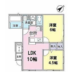 小田急小田原線 町田駅 徒歩12分の賃貸アパート 1階2LDKの間取り