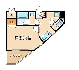 小田急小田原線 町田駅 徒歩9分の賃貸マンション 4階1Kの間取り