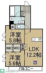 JR横浜線 町田駅 徒歩3分の賃貸マンション 3階2LDKの間取り