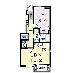 JR横浜線 橋本駅 バス33分 陽原下車 徒歩3分の賃貸アパート 1階1LDKの間取り