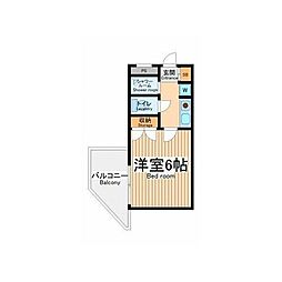 JR横浜線 町田駅 徒歩4分の賃貸マンション 6階1Kの間取り