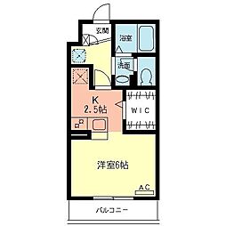 小田急小田原線 相模大野駅 徒歩8分の賃貸アパート 3階1Kの間取り