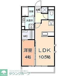JR横浜線 町田駅 徒歩15分の賃貸アパート 1階1LDKの間取り
