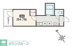 相模原市南区旭町アパート 1Kの間取図画像