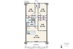 アルバ高槻 3LDKの間取図画像