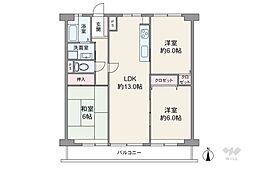 大和サニーハイツ高槻1棟 3LDKの間取図画像