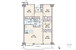 エンゼルハイムリバーサイド高槻 3SLDKの間取図画像