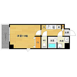 靭誠舘 1Kの間取図画像
