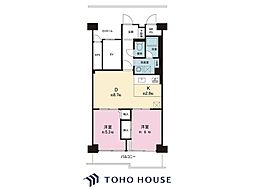 尾久橋スカイハイツ 2DKの間取図画像