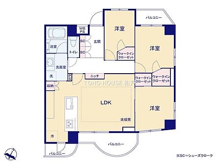 3LDK 間取り