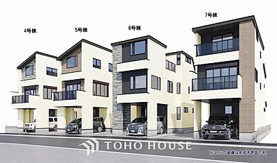 外観:シンプルモダンな外観は、飽きのこない普遍的なデザイン。毎日の帰宅を心地よく迎えてくれる、「住まいの顔」にもこだわった一邸です。※6号棟右から2番目 外観:シンプルモダンな外観は、飽きのこない普遍的なデザイン。毎日の帰宅を心地よく迎えてくれる、「住まいの顔」にもこだわった一邸です。※6号棟右から2番目