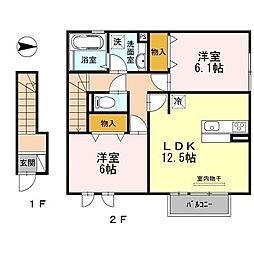 クレセール 2階2LDKの間取り