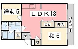 ハイツ北条口 2LDKの間取図画像