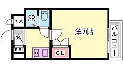 プレアール姫路龍野町 1Kの間取図画像