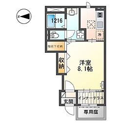 JR東海道・山陽本線 網干駅 徒歩22分の賃貸アパート 1階1Kの間取り